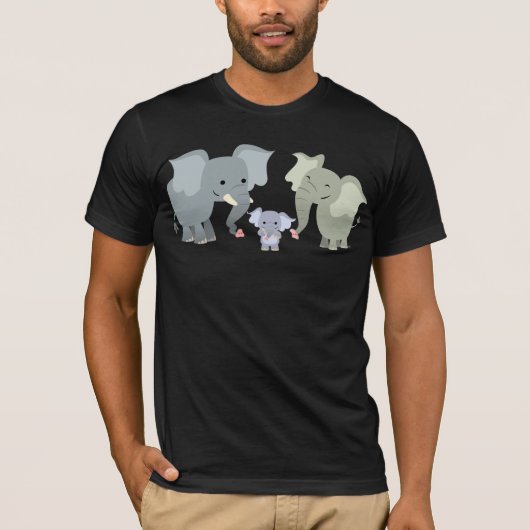 T-shirt mignon de famille d'éléphant de bande (Devant)