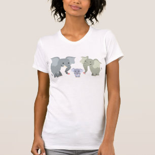 T-shirt mignon de femmes de famille d'éléphant d