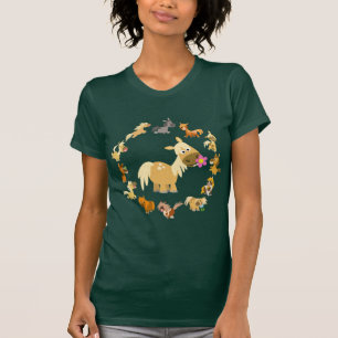 T-shirt mignon de femmes de mandala de poneys de