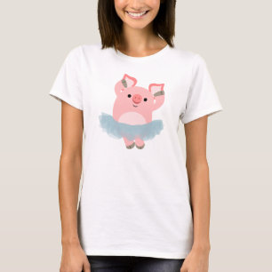 T-shirt mignon de femmes de porc de ballerine de