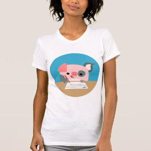 T-shirt mignon de femmes de porc d'écriture de