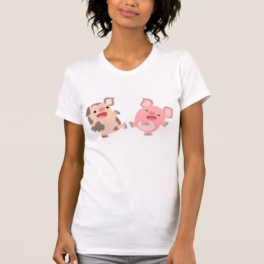 T-shirt mignon de femmes de porcs de bande (Devant)