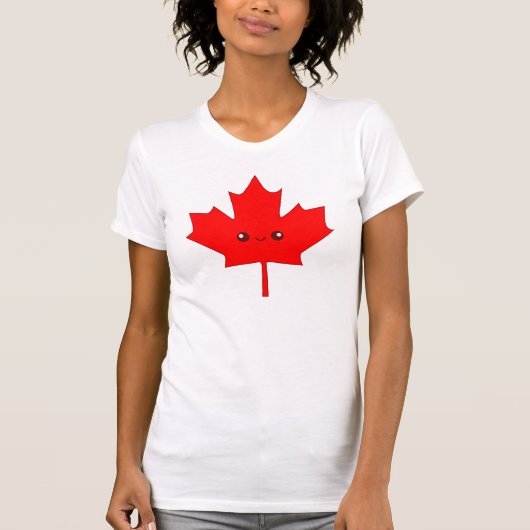 T-shirt mignon de feuille d'érable rouge (Devant)