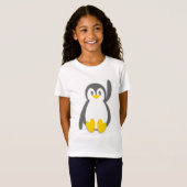 T-shirt mignon de filles de vague de pingouin (Devant entier)