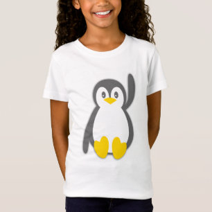 T-shirt mignon de filles de vague de pingouin