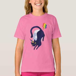 T-shirt mignon de licorne de chat noir de Caticorn