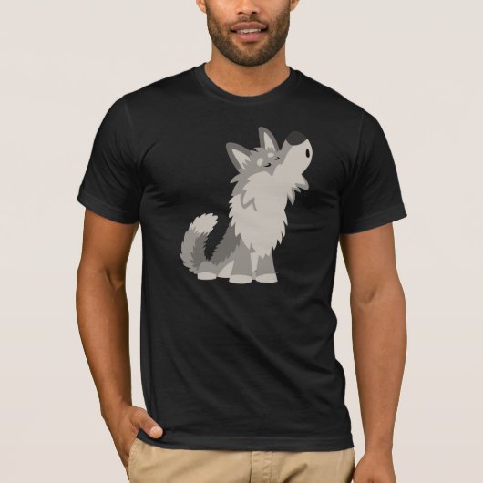 T-shirt mignon de loup de bande dessinée (Devant)
