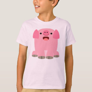 T-shirt mignon d'enfants de porc de bande dessiné