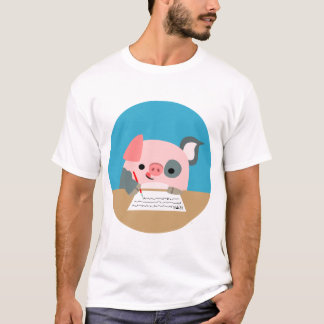 T-shirt mignon d'enfants de porc d'écriture de