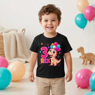 T-shirt Mignon dinosaure Rex 3 3ème anniversaire Coloré Ga
