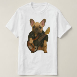 T-shirt Mignon drôle French Bulldog Bass Rocker Cuir Gig