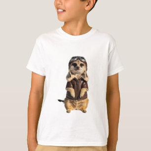 T-shirt Mignon Enfant Pilote Suricate Aviateur