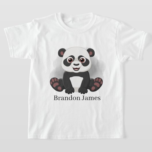T-shirt mignon enfants unisex ajouter nom panda ours (Poser)