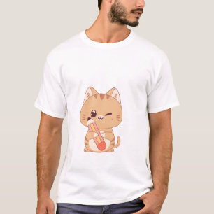 T-shirt mignon étudiant en chat Conception amoureux des