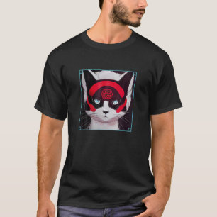 T-shirt Mignon Fantastique Chat Aux Yeux Bleus Esthétique