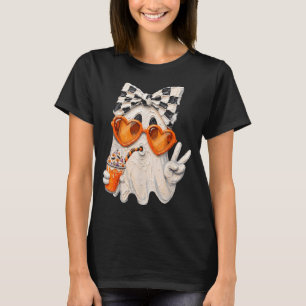 T-shirt Mignon fantôme buvant un latte de citrouille mème 