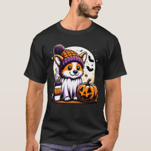 T-shirt Mignon Fantôme Corgi Citrouille Boissons Bonnet Au