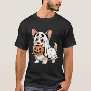 T-shirt Mignon fantôme de citrouille de corgi Propriétaire