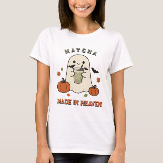 T-shirt Mignon fantôme Matcha Halloween Citrouille Art