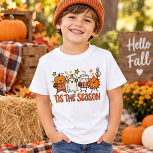 T-shirt Mignon Football d'automne Citrouille Fantôme Café