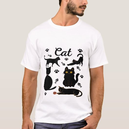 T-shirt mignon groupe de chat, chats amusants, amant mâle  (Devant)