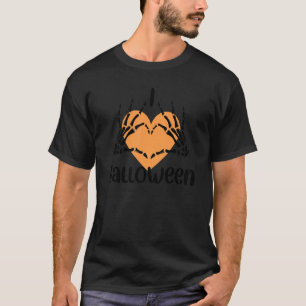 T-shirt Mignon Je J'adore Halloween Mains de squelette et