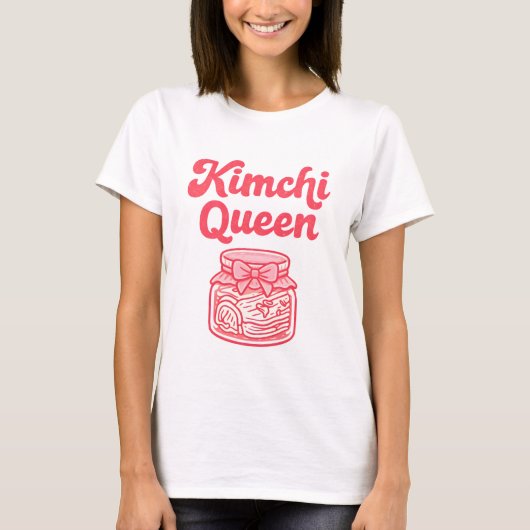 T-shirt Mignon Kimchi Nourriture Coréenne Drôle Pot Rose (Devant)