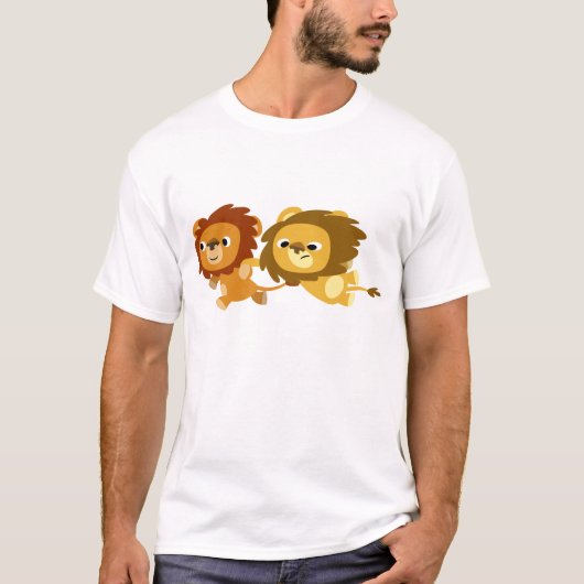 T-shirt mignon Lions caricaturaux dans une dépêche (Devant)