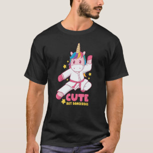 T-shirt Mignon Mais Dangereux Filles Drôles Karaté Licorne