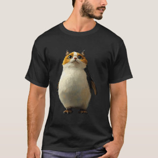 T-shirt Mignon Manchot Avec Une Tête De Chat