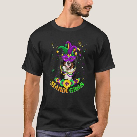 T-shirt Mignon Mardi Gras Bernese Mountain Dog Papa Chien (Devant)