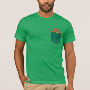 T-shirt Mignon ours en peluche de dessin animé dans la poc