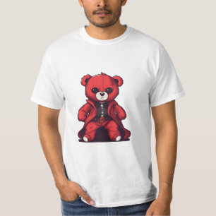 T-shirt Mignon ours en peluche rouge garçon