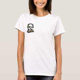 T-shirt Mignon panda de dessin animé DJ mixant de la musiq