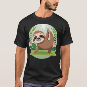 T-shirt Mignon paresseux de yoga dessin animé pose relaxan