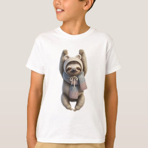 T-shirt Mignon Paresseux D'hiver Confortable Enfants