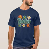 T-shirt Mignon Patch Chenille Rétro Floral Enseignant (Devant)