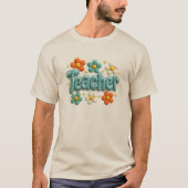 T-shirt Mignon Patch Chenille Rétro Floral Enseignant  (Devant)