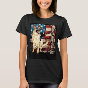 T-shirt Mignon père berger allemand Drapeau américain Patr