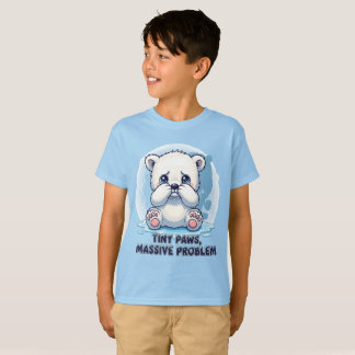 T-shirt Mignon petit ourson polaire triste Petites pattes