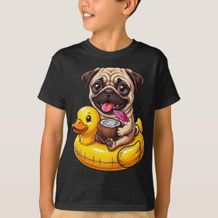 T-shirt Mignon petit pug drôle dans un flotteur canard en