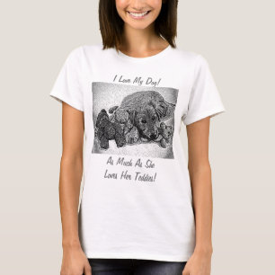 T-shirt mignon photo de chien avec j'aime mon chien