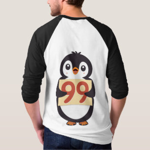 T-shirt Mignon pingouin tenant un panneau avec le numéro 9