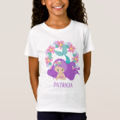 T-Shirt mignon plage sirène filles ajouter nom (Devant)