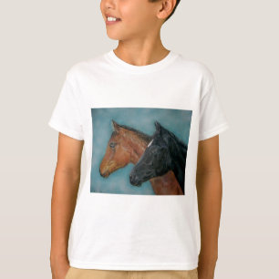 T-shirt mignon poulain noir châtaignier poulain brun colt