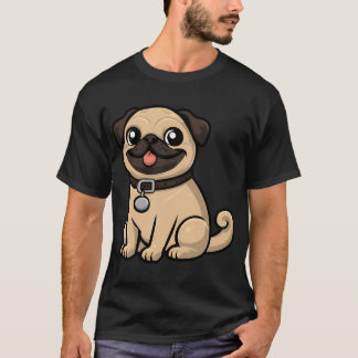 T-shirt Mignon Pug avec Collier - Parfait pour les Amoureu