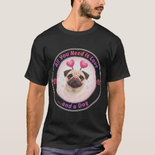 T-shirt Mignon Pug avec des coeurs - Saint-Valentin Amateu