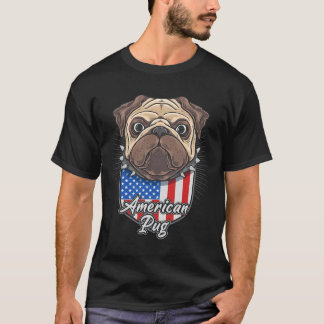 T-shirt Mignon pug avec drapeau américain Essentiel 225
