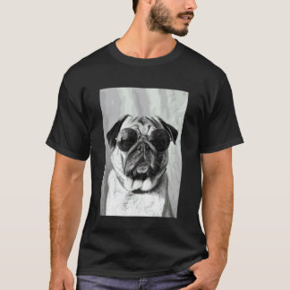 T-shirt Mignon Pug avec Lunettes de Soleil Amoureux des An