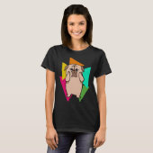 T-shirt Mignon Pug Avec Triangles Brillants - Chien Classi (Devant entier)